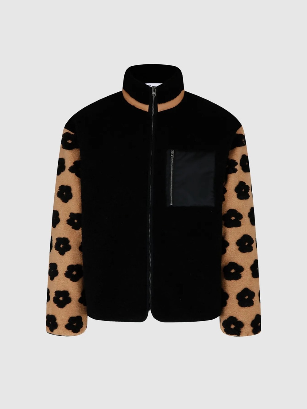 Sundae School milk tea boba flower fleece zip up jacket
